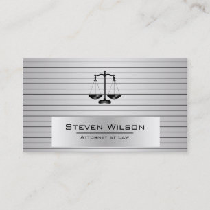 Carte De Visite Avocat à la loi Blanc et argent Acier à l'échelle