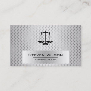 Carte De Visite Avocat à la loi Blanc et argent Acier à l'échelle