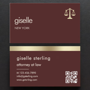 Carte De Visite Avocat à la Loi Bourgogne Or Balance de la Justice