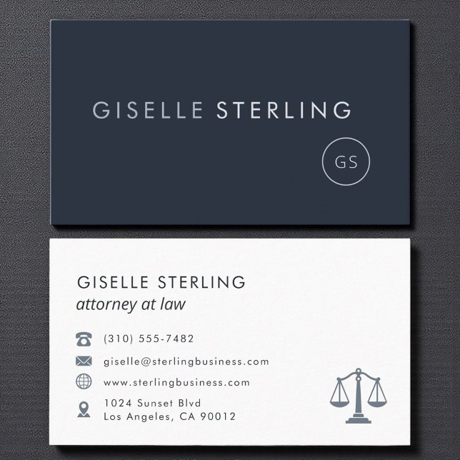 Carte De Visite Avocat à la Loi Échelles de Justice Bleu Marine (Créateur téléchargé)