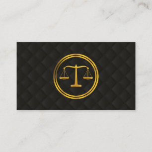 Carte De Visite Avocat à la loi Gold Scale Classy Black Quilé