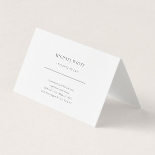 Carte De Visite Avocat à la Loi Linen Minimaliste Classique Pro