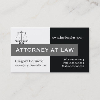 Carte De Visite Avocat à l'échelle de la justice gris, noir