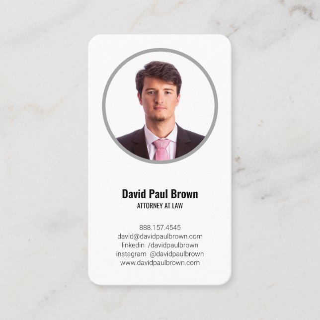 Carte de visite Avocat avec Photo & QR Code (Devant)