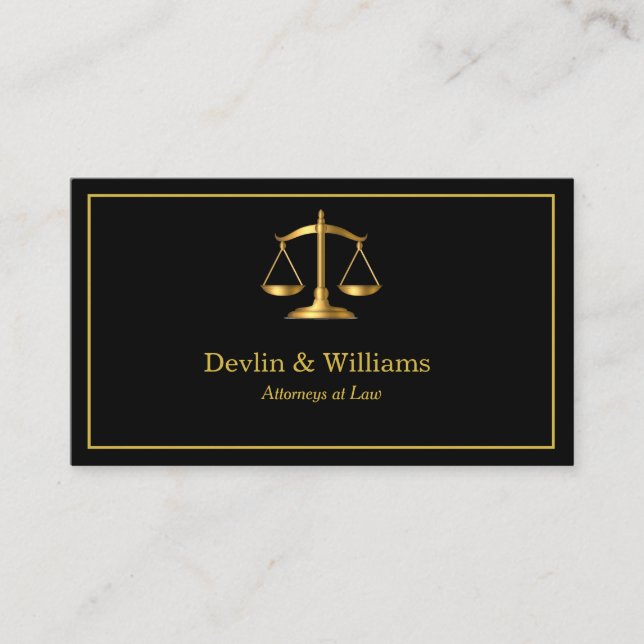 Carte De Visite Avocat avocat de Black Luxe Gold Scales (Devant)