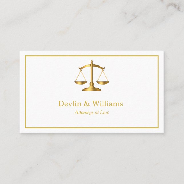 Carte De Visite Avocat avocat de White Luxe Gold Scales (Devant)