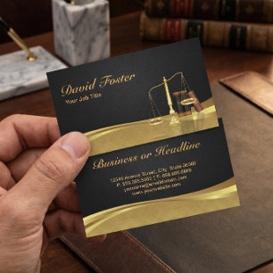 Carte De Visite Avocat Avocat Justice Élégant Noir Or Damassé