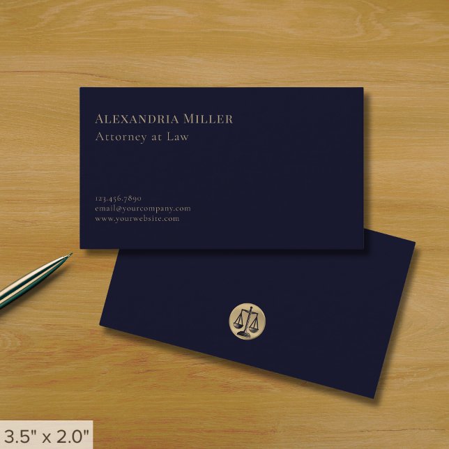 Carte De Visite Avocat bleu et or de la Marine (Créateur téléchargé)