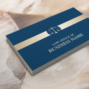 Carte De Visite Avocat Classy Marine Bleu & Gold Stripe Moderne