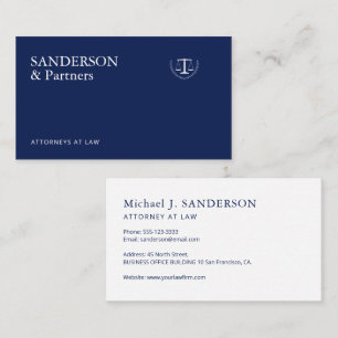 Carte De Visite Avocat de cabinet juridique bleu marine traditionn