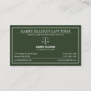 Carte De Visite Avocat de droit Avocat Dark Green