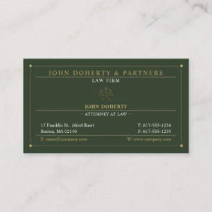 Carte De Visite Avocat de droit Avocat Gold Green