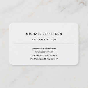 Carte De Visite Avocat de droit minimaliste classique Pro