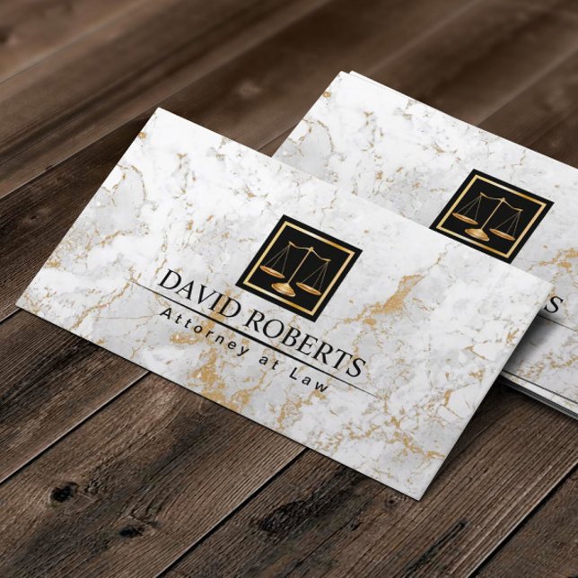 Carte De Visite Avocat de droit moderne en pierre de marbre or (Créateur téléchargé)