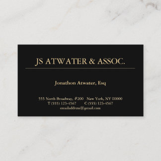 Carte De Visite Avocat de droit professionnel Noir classique