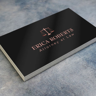 Carte De Visite Avocat de droit Rose Gold Metallic Black Avocat