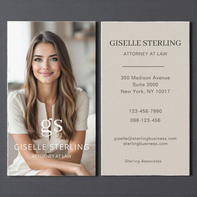 Carte De Visite Avocat de Droit Taupe Beige Photo Professionnel (Créateur téléchargé)