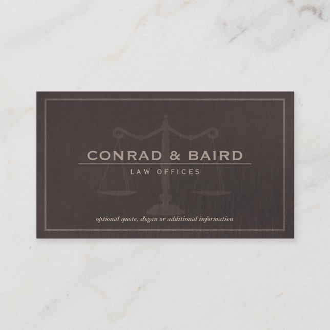 Carte De Visite Avocat de justice scales sombres Brown look (Devant)