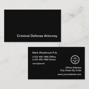 Carte De Visite Avocat de la défense pénale minimaliste