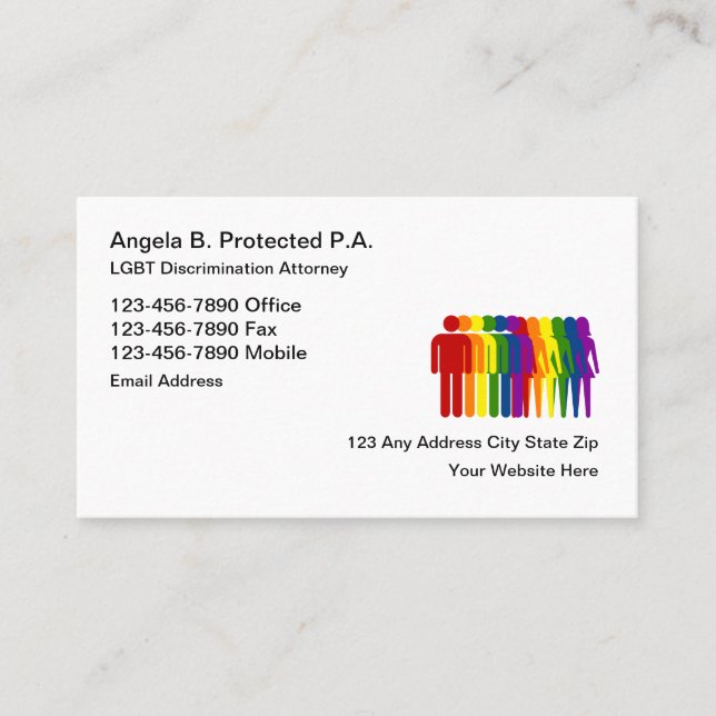 Carte De Visite Avocat de la discrimination LGBT (Devant)