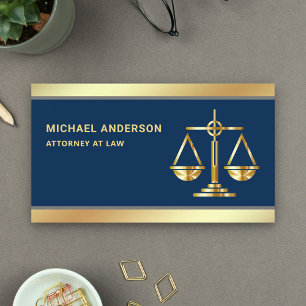Carte De Visite Avocat de la Navy Blue Gold Justice Scale