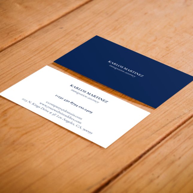 Carte De Visite Avocat de l'immigration bleu et blanc réversible (Créateur téléchargé)