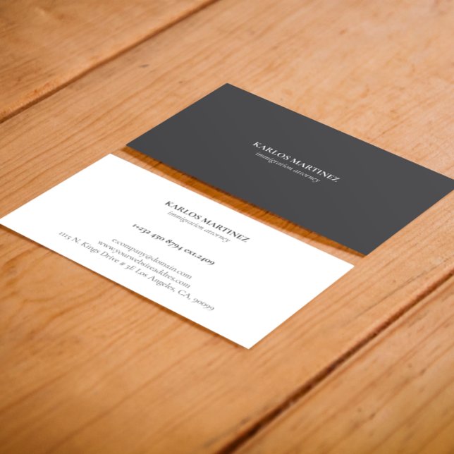 Carte De Visite Avocat de l'immigration gris et blanc réversible (Créateur téléchargé)