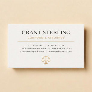 Carte De Visite Avocat d'entreprise Neutre Beige Or