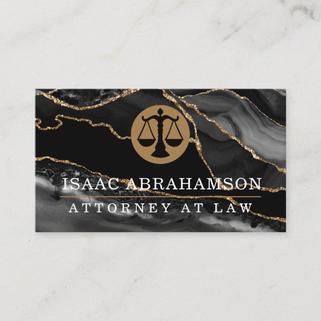 Carte De Visite Avocat Droitier Agate Noire  (Devant)