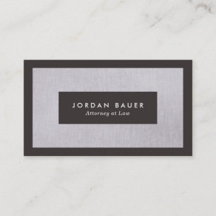 Carte De Visite Avocat élégant Grey Linen Professionnel