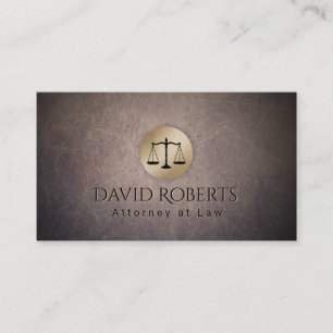 Carte De Visite Avocat en Cuir Classique à l'échelle Gold de Law
