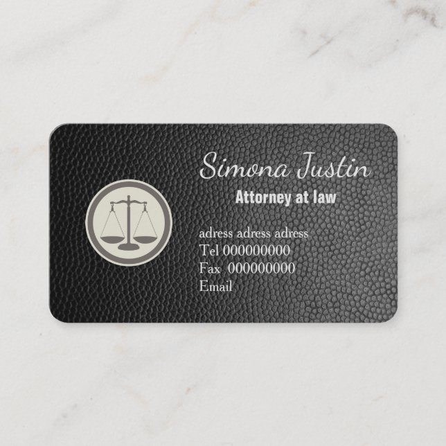 Carte de visite avocat en cuir noir (Devant)