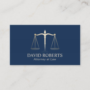 Carte De Visite Avocat Gold Justice Scale Elegance Navy Blue