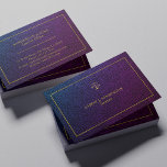 Carte De Visite avocat haut de gamme en cuir violet cadre or<br><div class="desc">Carte de visite de juriste exclusif de luxe avec un cadre faux or rectangulaire et une échelle dorée de la justice sur une marine violet foncé couleur indigo (IMPRIMÉE) arrière - plan en faux cuir. Convient pour les consultants en services juridiques, les cabinets d'avocats, les avocats, les conseillers juridiques, les...</div>