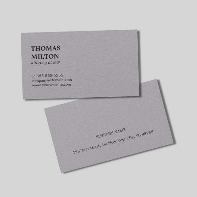 Carte De Visite Avocat minimaliste Elegant Premium Grey en droit (Créateur téléchargé)