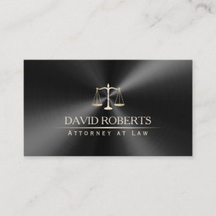 Carte De Visite Avocat Moderne Black & Gold Metallic