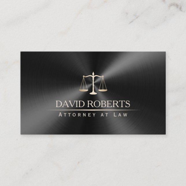 Carte De Visite Avocat Moderne Black & Gold Metallic (Devant)