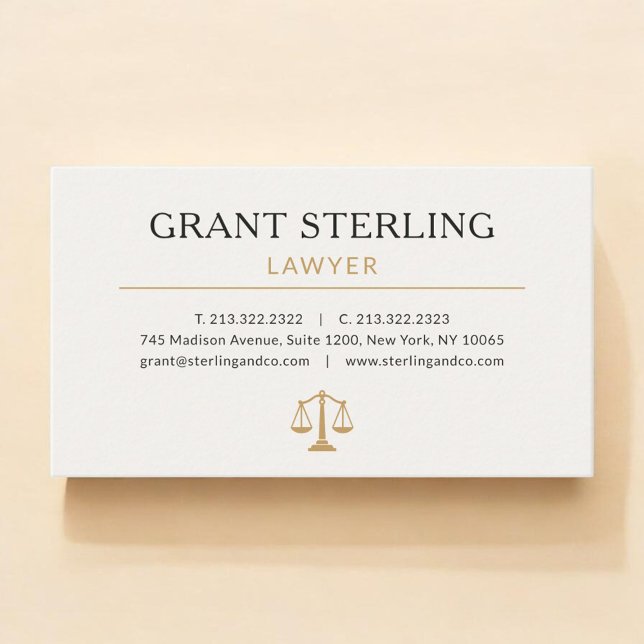 Carte De Visite Avocat Neutre Beige Or (Créateur téléchargé)