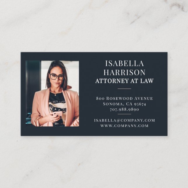 Carte De Visite Avocat Photo Script Moderne (Devant)