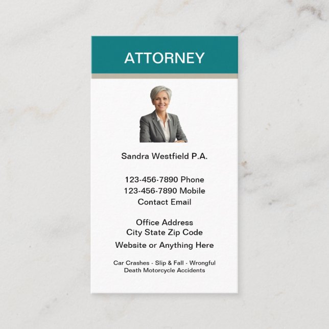 Carte De Visite Avocat pour les accidents de faute professionnelle (Devant)