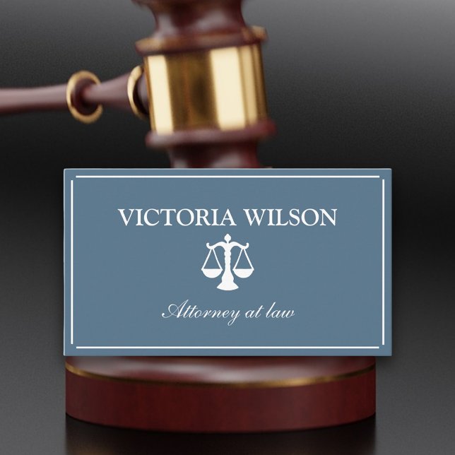 Carte De Visite Avocat Procureur de la loi bleu gris code QR (Attorney business card with qr code )