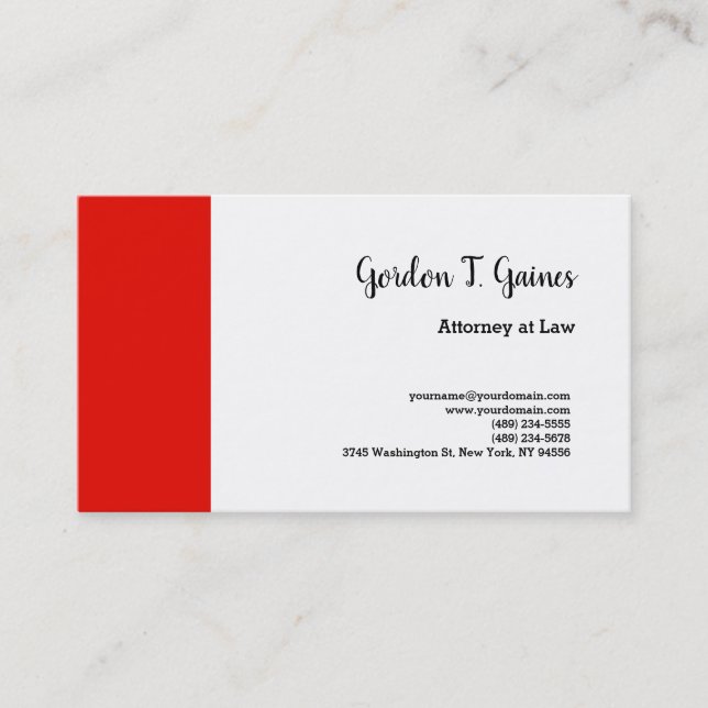 Carte De Visite Avocat professionnel de la plaine rouge (Devant)