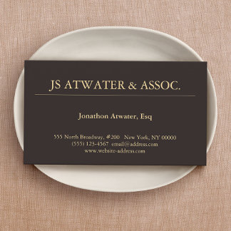 Carte De Visite Avocat professionnel élégant Dark Brown