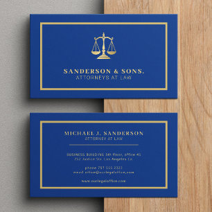 Carte De Visite Avocat professionnel élégant or bleu
