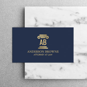 Carte De Visite Avocat professionnel Monogram Gold/Navy Blue