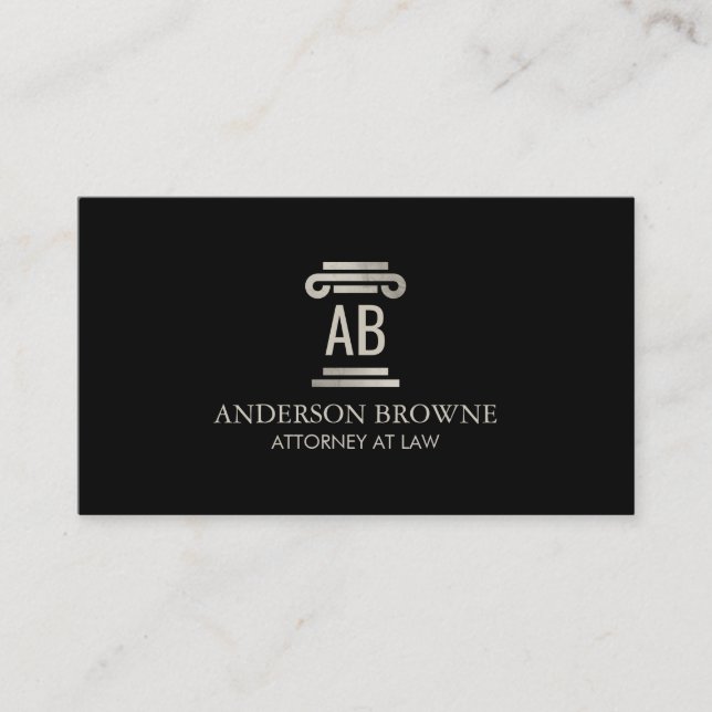 Carte De Visite Avocat professionnel monogramme gris/noir (Devant)
