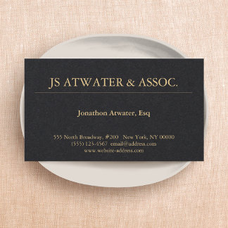 Carte De Visite Avocat professionnel noir élégant