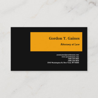 Carte De Visite Avocat professionnel noir orange clair à la loi