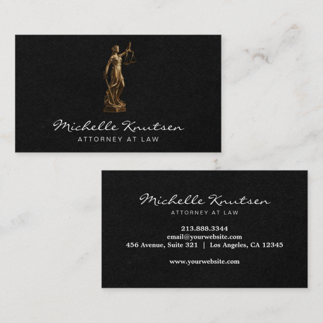 Carte De Visite Avocat professionnel Procureur luxe Black Gold (Devant / Derrière)