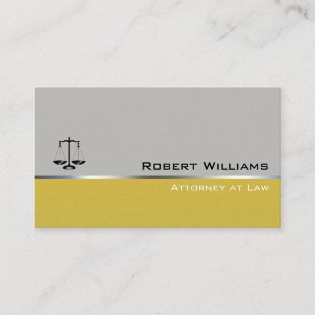 Carte De Visite Avocat Professionnel Simple Gris Jaune (Devant)